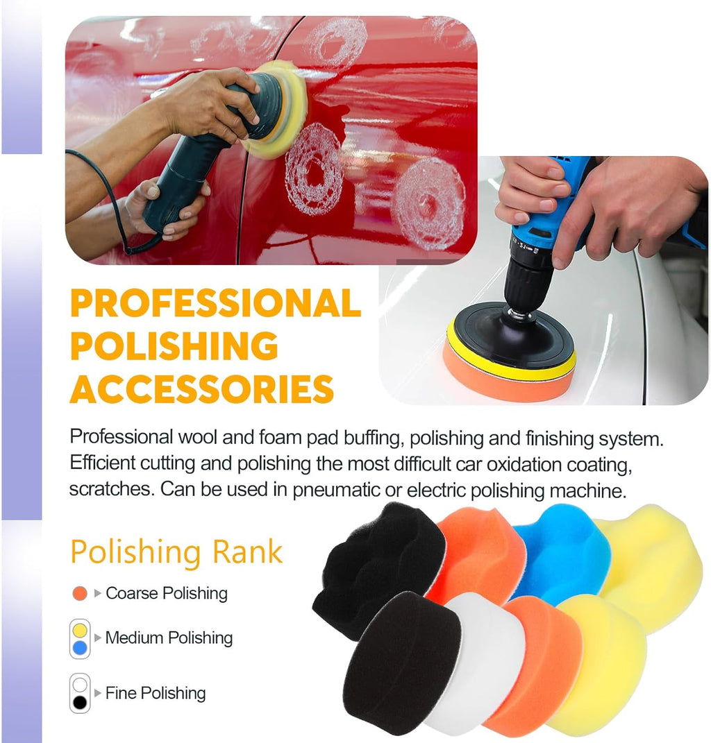 Swpeet 11Pcs 3 Inch Foam Drill Polishing Pad Kit