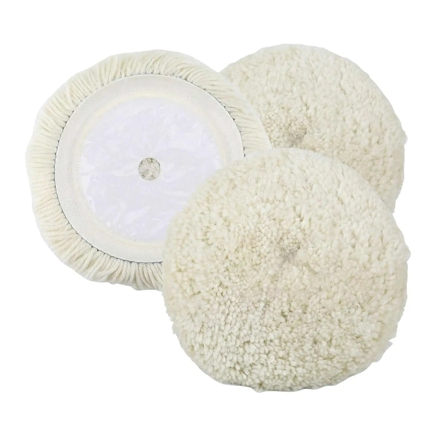 3 Pack Wool Polishing Pad 7" Wool Hook & Loop Grip Buffing Pad for Compound Cutting & Polishing