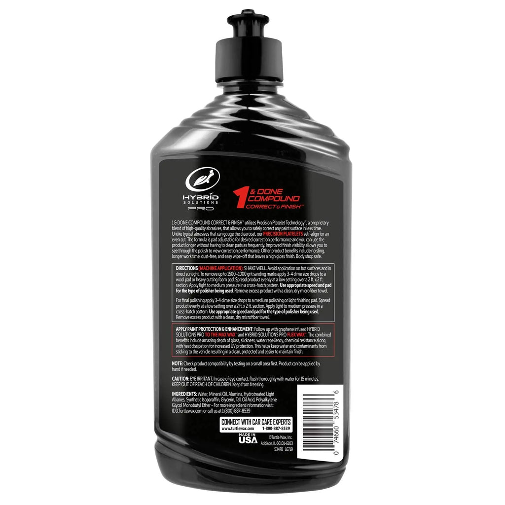 Turtle Wax Hybrid Solutions Pro 1 & Done Compound – Scratch Removal & High Gloss Finish (473ml)