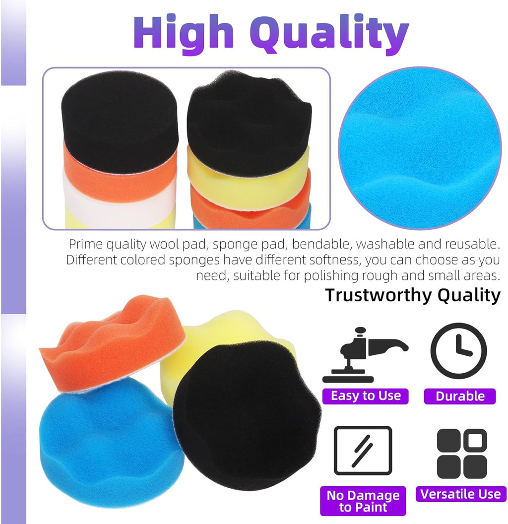 Swpeet 11Pcs 3 Inch Foam Drill Polishing Pad Kit
