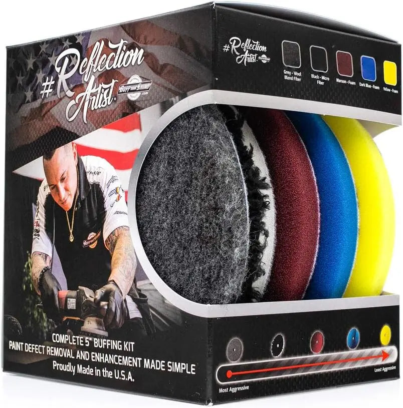 Buff and Shine Reflection Artist 5” Buffing Kit – Complete Polishing Pad Set for Paint Correction