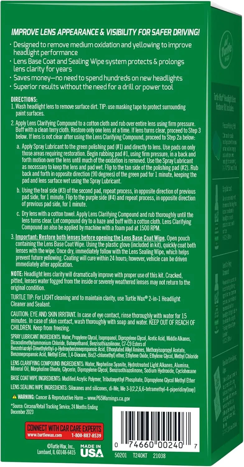Turtle Wax Selleys T240KT Headlight and Lens Restorer Kit