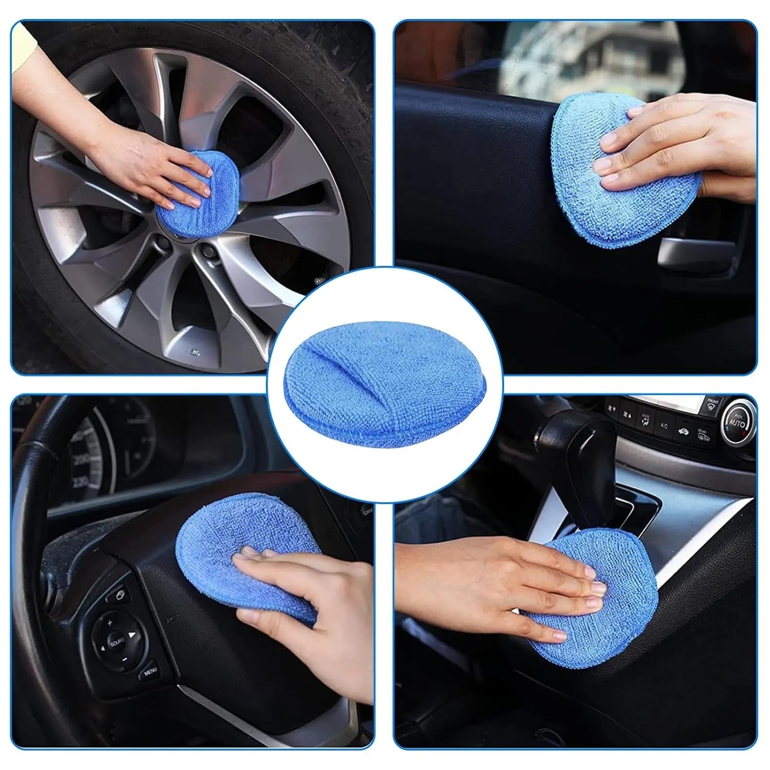 5-Pack Car Wax Applicator Pads, Microfiber Applicator Pad with Finger Pocket, Buffing & Polishing Pads for Car Cleaning and Fine Polishing