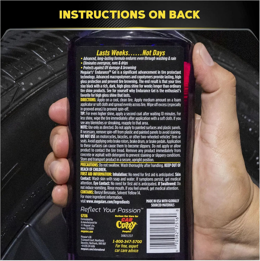 Meguiar’s Endurance High Gloss Tyre Gel (473ml) – Long Lasting Tyre Shine & UV Protection