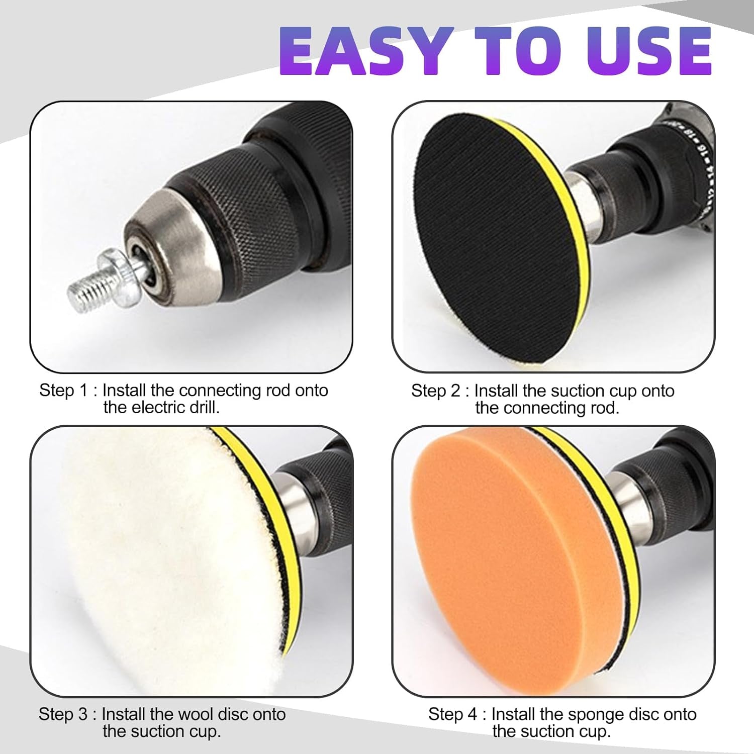 Swpeet 11Pcs 3 Inch Foam Drill Polishing Pad Kit