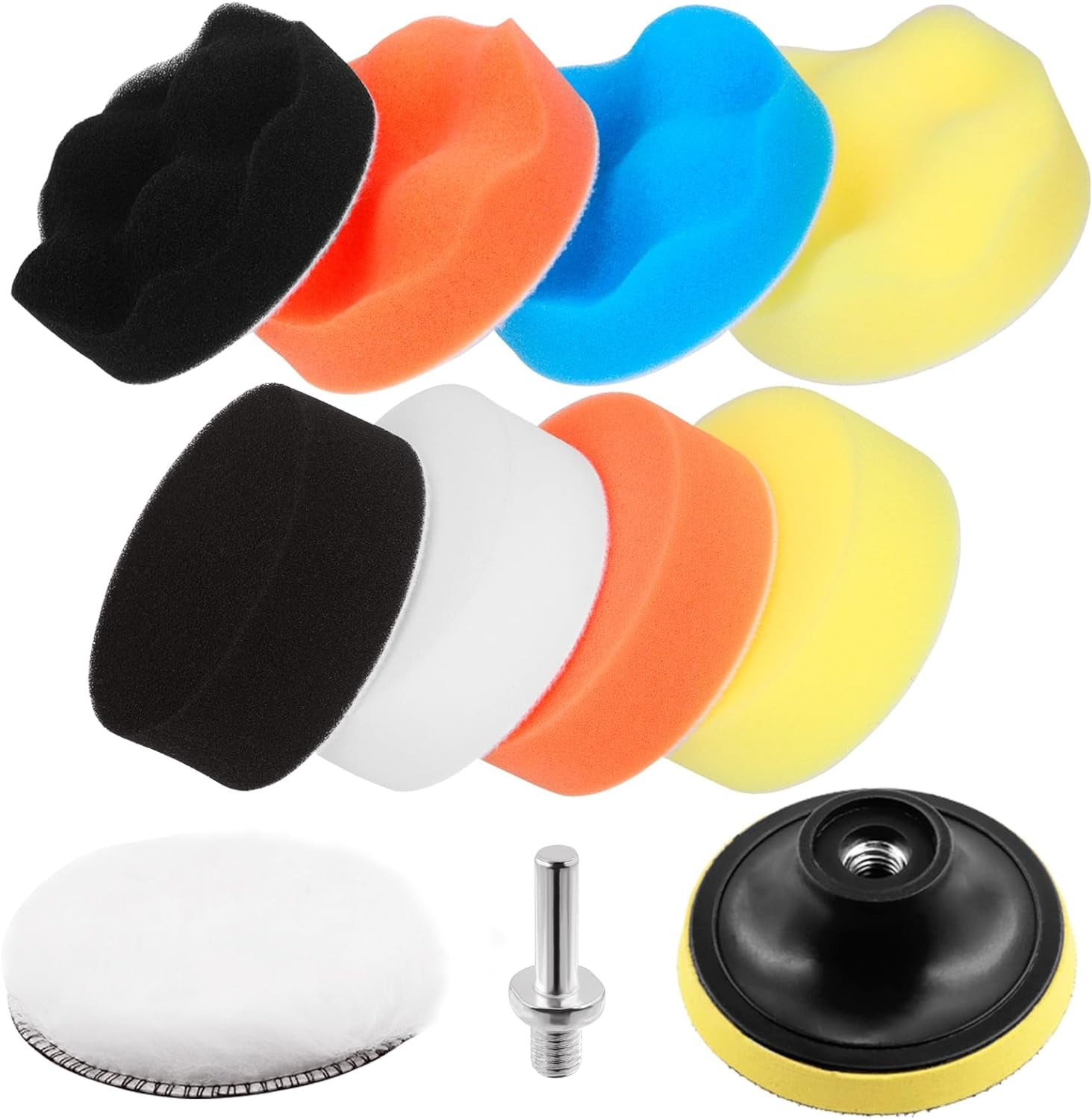 Swpeet 11Pcs 3 Inch Foam Drill Polishing Pad Kit